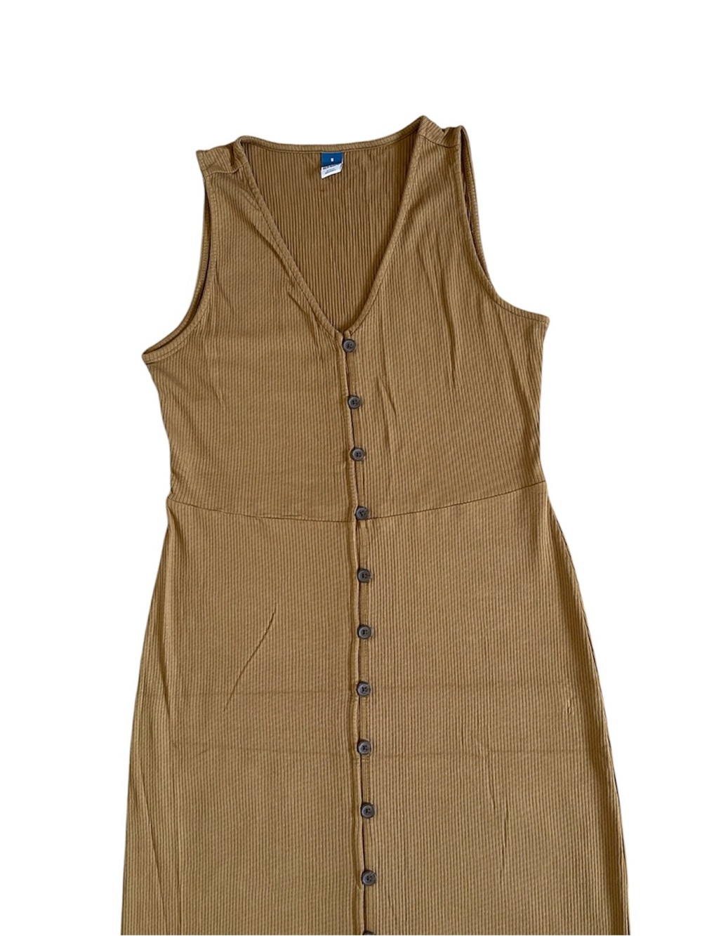 Sleeveless Button-Front Maxi Dress in Olive Brown - Picture 2 of 7